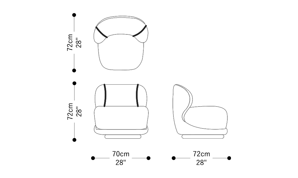 Image of the main dimensions of the product